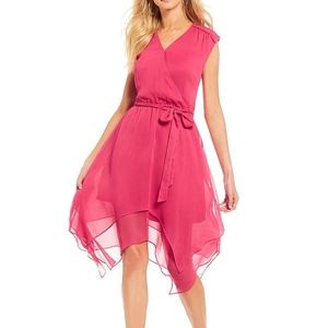 H Halston Double Tier Handkerchief Hem Dress